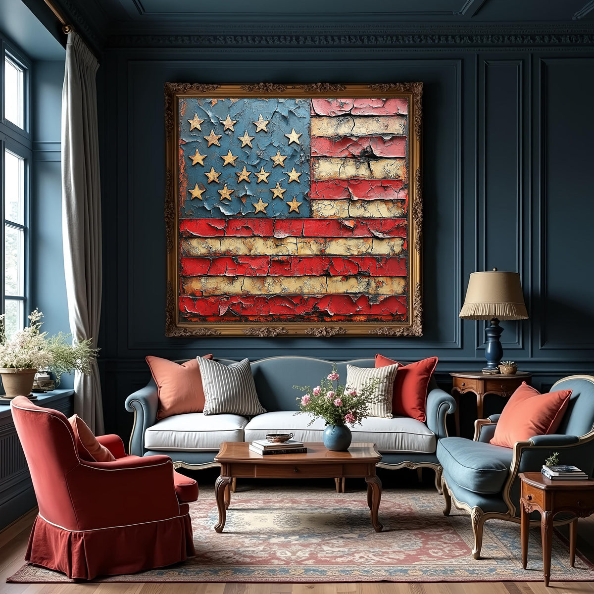 Distressed American Flag Artwork: Rustic Patriotic Wall Art (Digital Download)