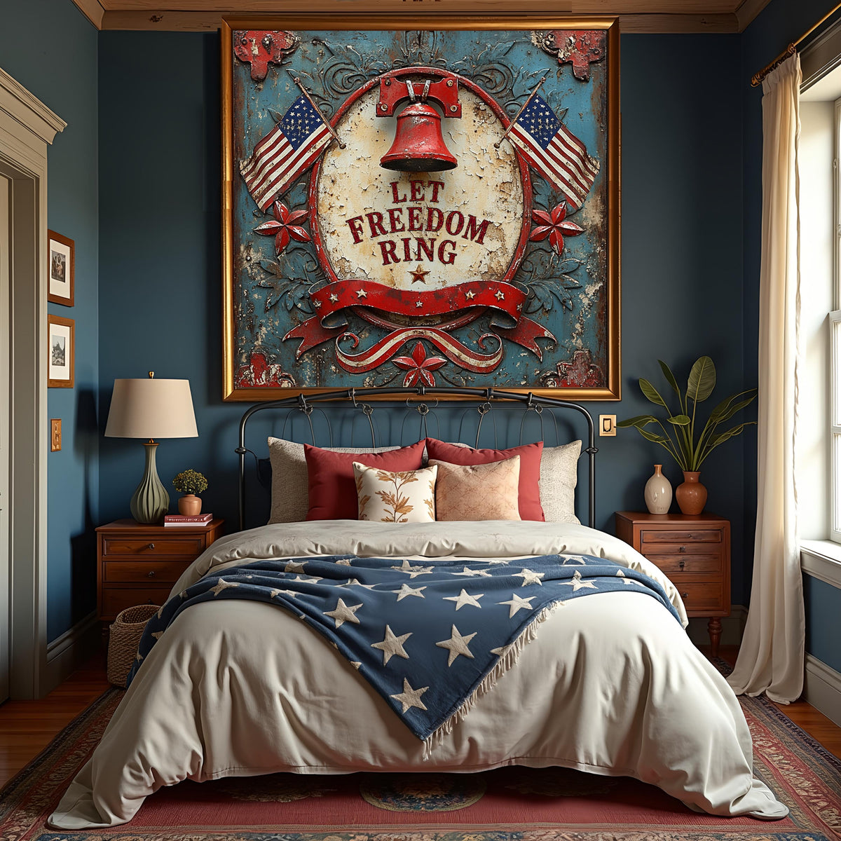 Let Freedom Ring Patriotic Liberty Bell Sign American Flag Americana Wall Art (Digital Download)