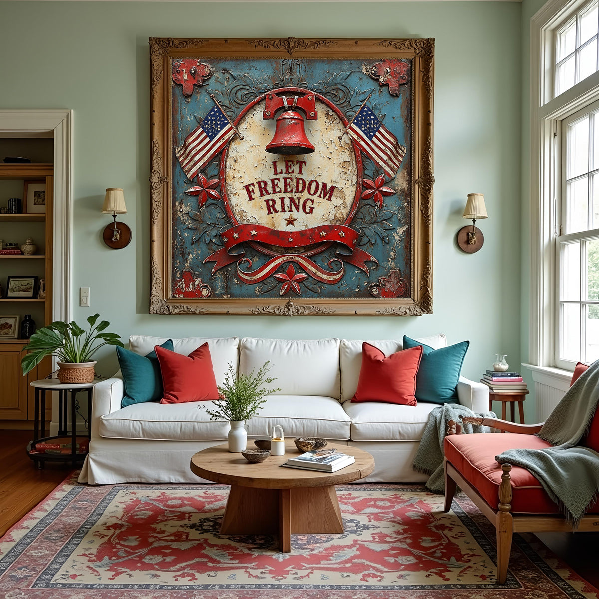 Let Freedom Ring Patriotic Liberty Bell Sign American Flag Americana Wall Art (Digital Download)