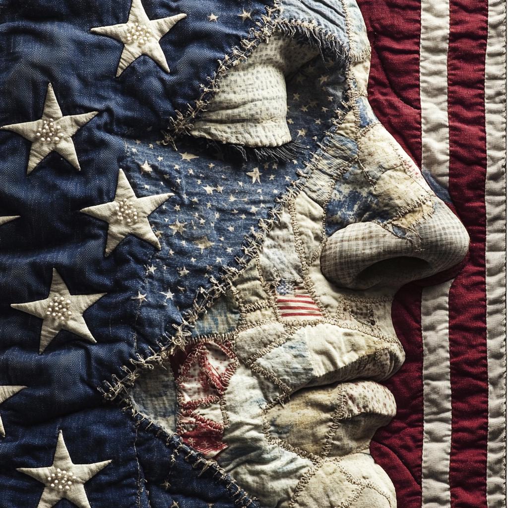 American Quilt Liberty Portrait Patriotic Textile Americana Wall Art (Digital Download)