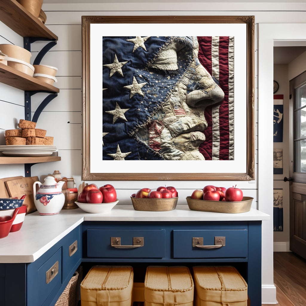 American Quilt Liberty Portrait Patriotic Textile Americana Wall Art (Digital Download)