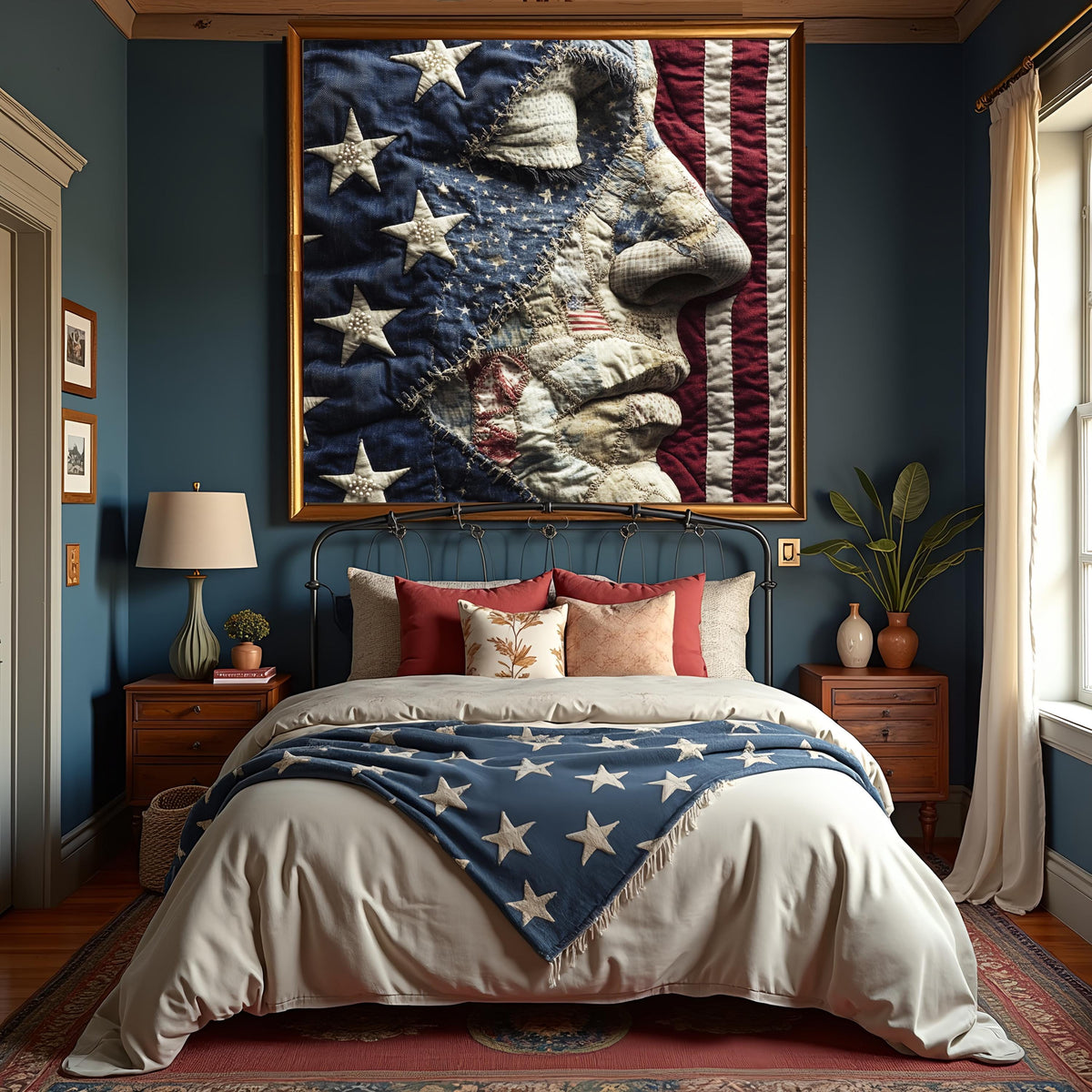 American Quilt Liberty Portrait Patriotic Textile Americana Wall Art (Digital Download)