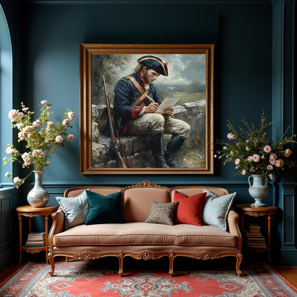 A Letter Home Revolutionary War Soldier Writing Letter Colonial America Historical Wall Art (Digital Download)