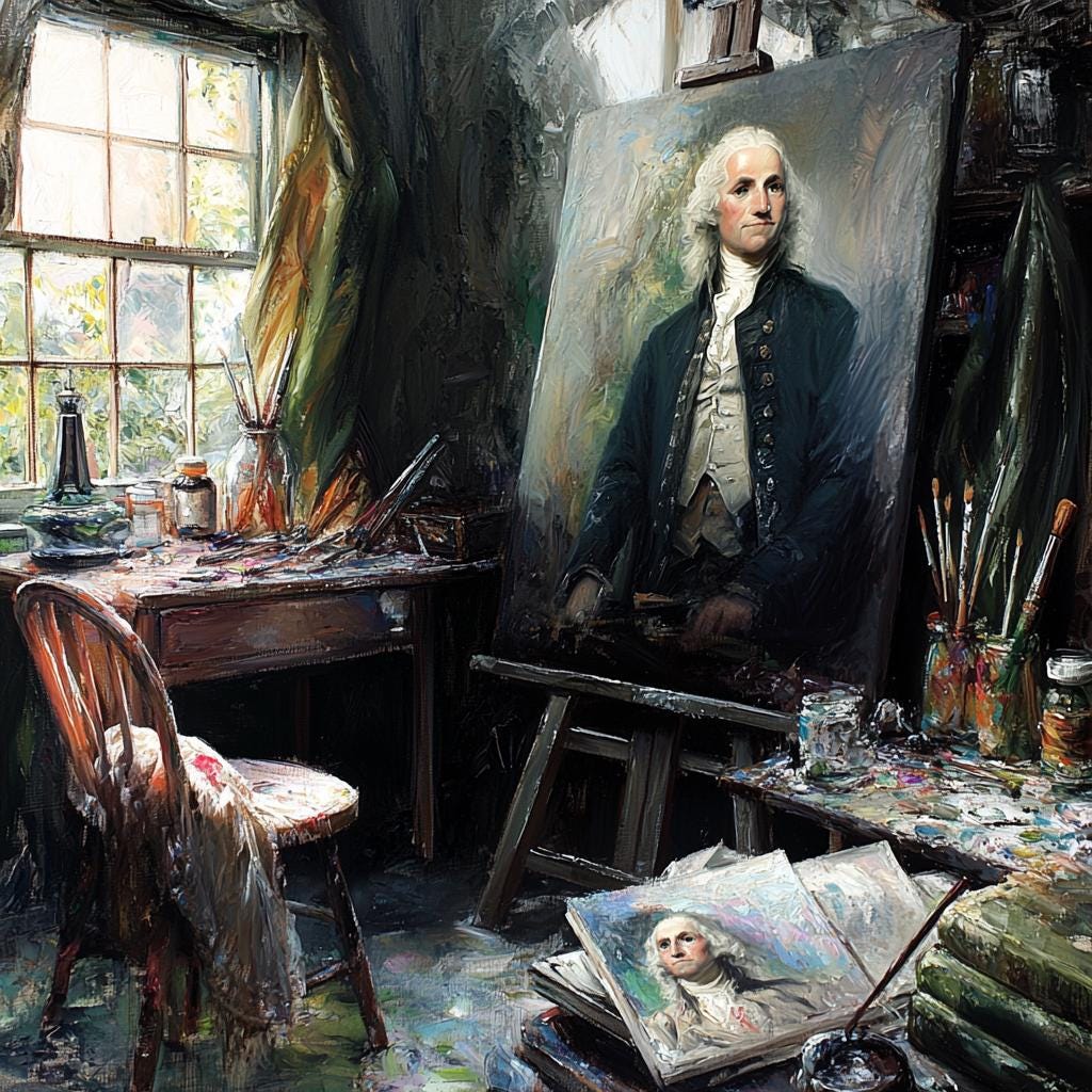 The Portrait of a Nation George Washington Artist Studio Historical Americana Wall Art (Digital Download)