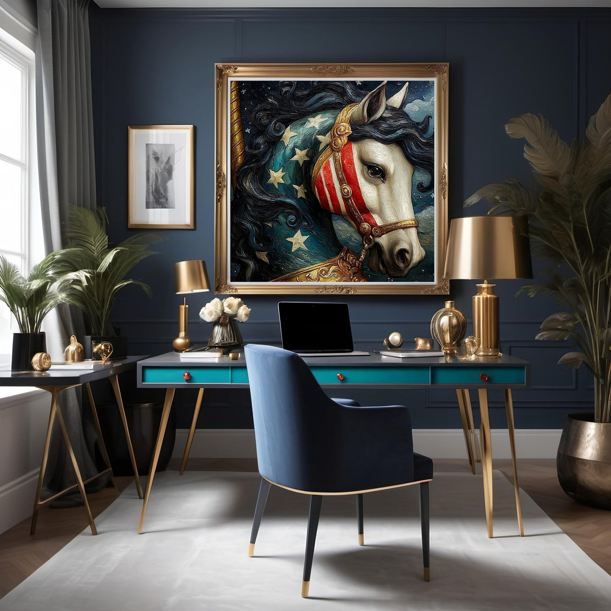 Carousel of Freedom Patriotic Carousel Horse Americana Wall Art Vintage Fairground Decor (Digital Download)