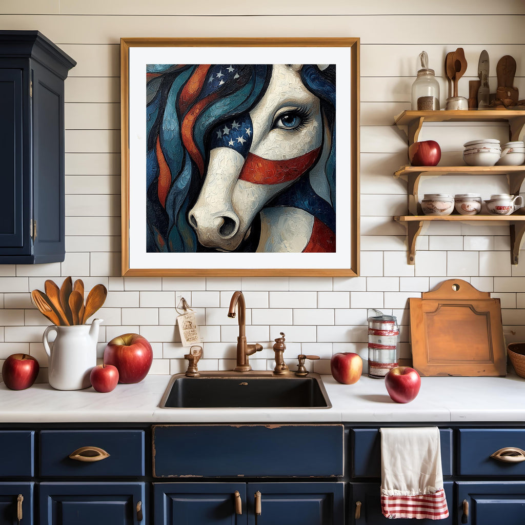 Patriotic Horse Portrait Expressionist Wall Art (Digital Download)