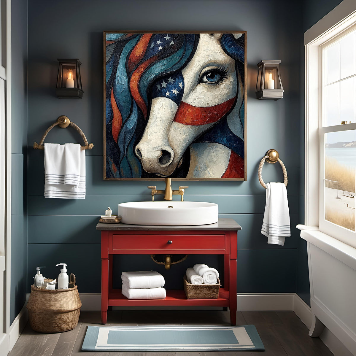 Patriotic Horse Portrait Expressionist Wall Art (Digital Download)