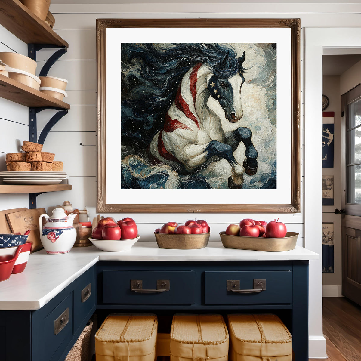 Freedom Unleashed Patriotic Horse Wall Art American Flag Equine Artwork Liberty Decor (Digital Download)
