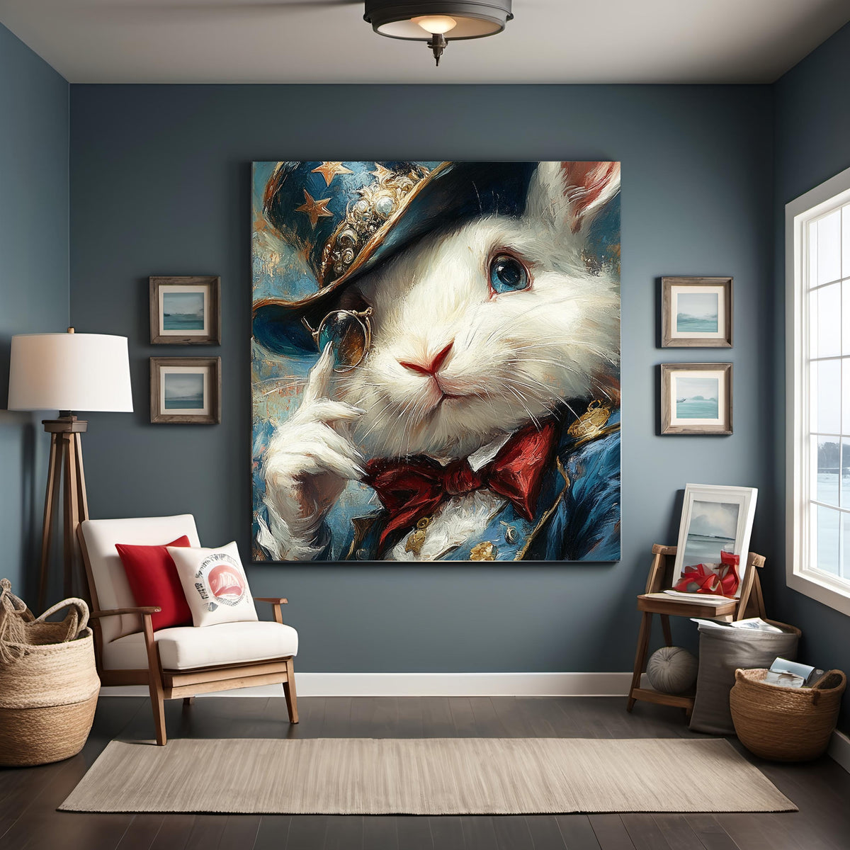 Patriotic Gentleman Rabbit Americana Animal Portrait Wall Art (Digital Download)