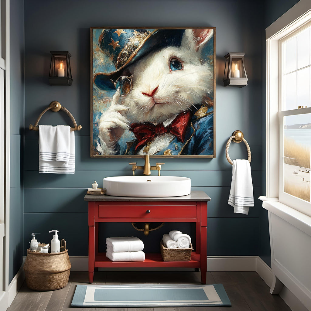 Patriotic Gentleman Rabbit Americana Animal Portrait Wall Art (Digital Download)