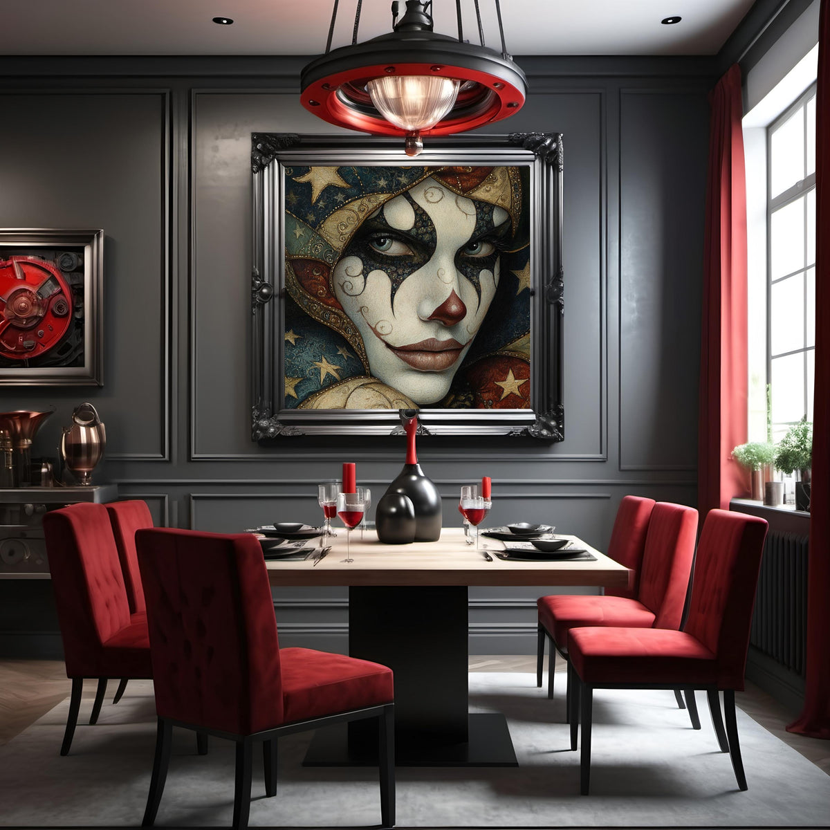 Patriotic Harlequin Portrait Art Nouveau Americana Carnival Wall Art (Digital Download)