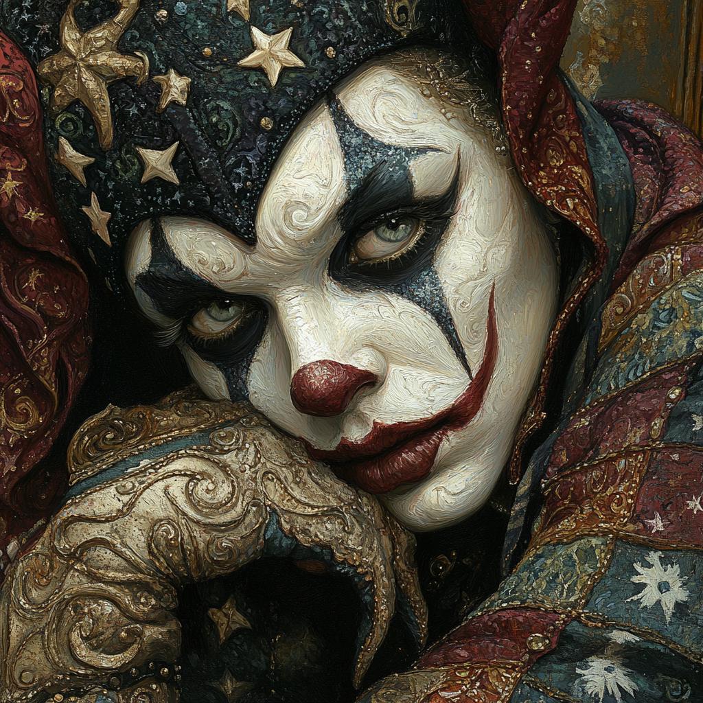 Patriotic Jester Portrait Art Nouveau Carnival Americana Character Art (Digital Download)