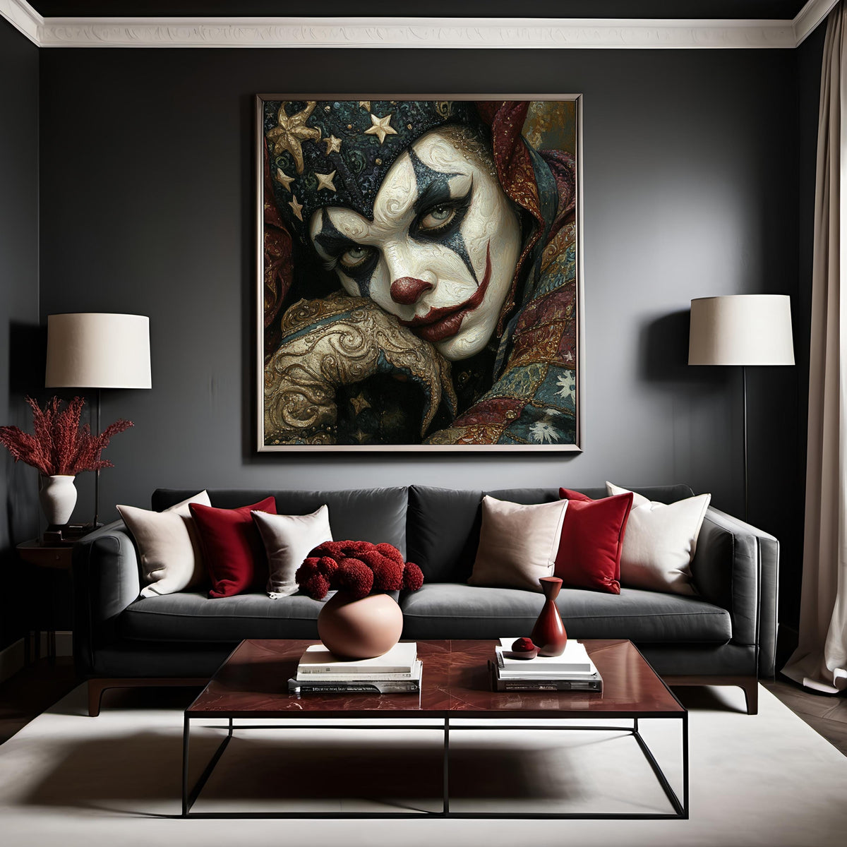 Patriotic Jester Portrait Art Nouveau Carnival Americana Character Art (Digital Download)