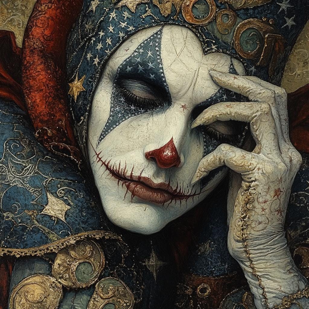 Patriotic Jester Reverie Art Nouveau Americana Fantasy Portrait Wall Art (Digital Download)