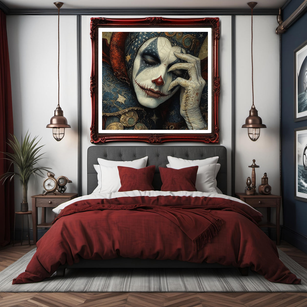 Patriotic Jester Reverie Art Nouveau Americana Fantasy Portrait Wall Art (Digital Download)