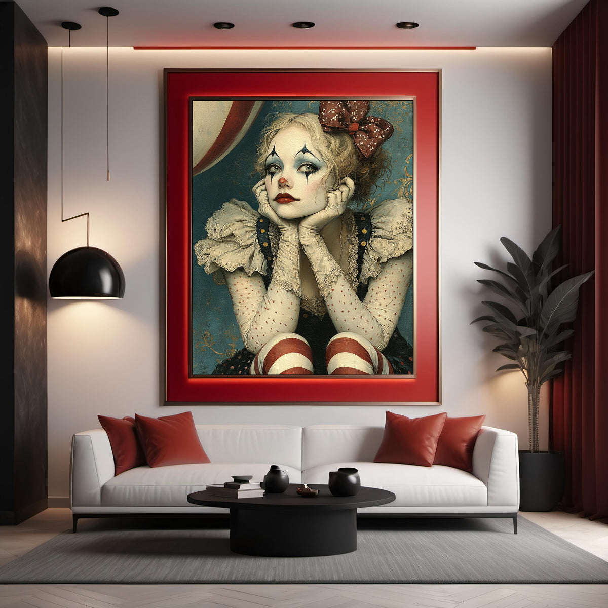 Patriotic Harlequin Daydream Americana Circus Portrait Art Nouveau Wall Art (Digital Download)