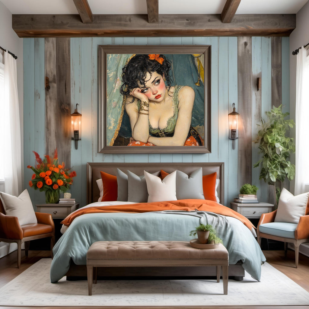 Daydreams and Distractions Vintage Romantic Portrait Artwork Painterly Female Figure Wall Art (Digital Download)