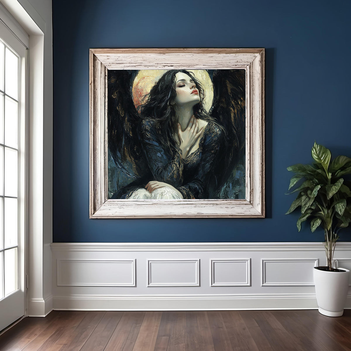 Fallen Angel Gothic Wall Art – Dark Celestial Artwork (Digital Download)