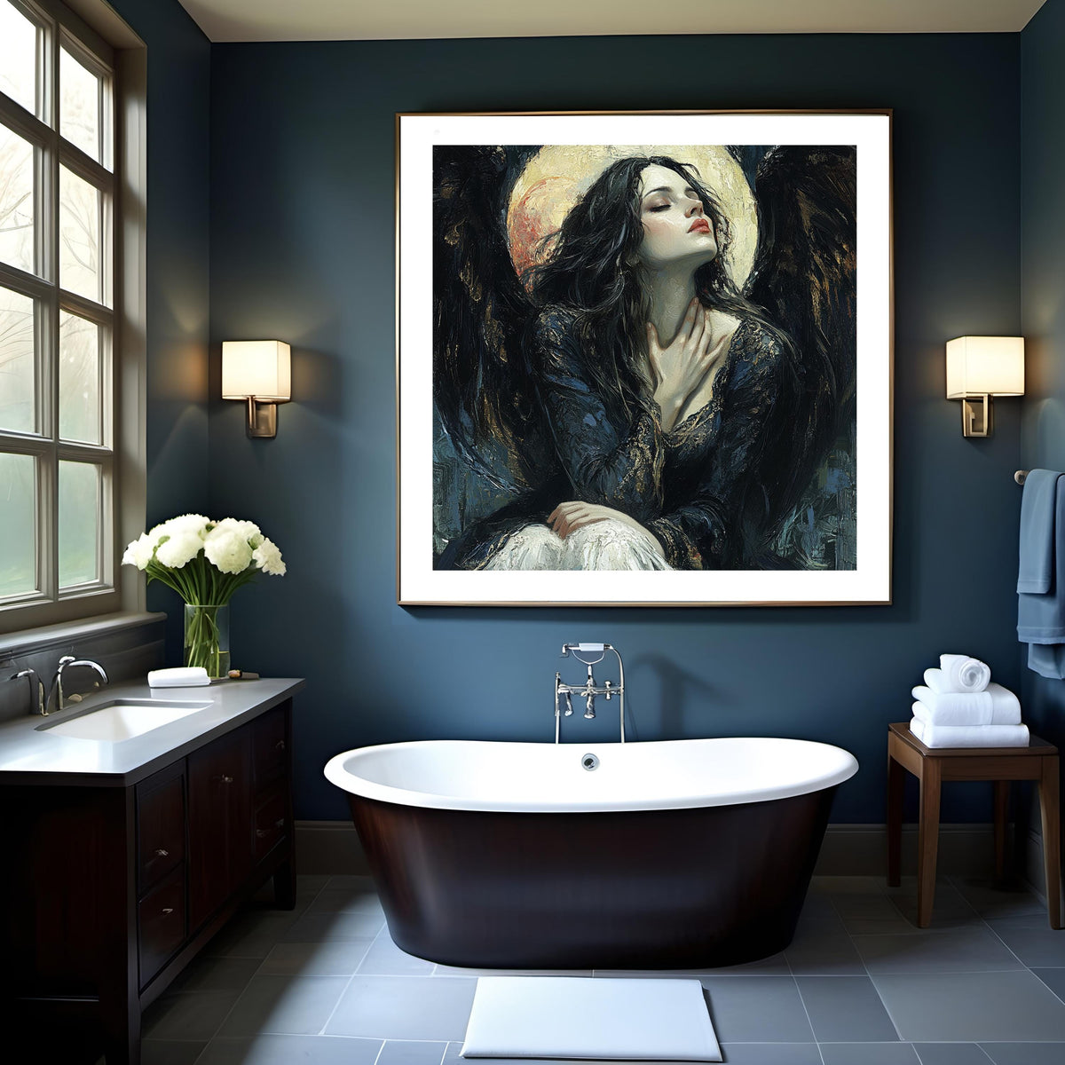 Fallen Angel Gothic Wall Art – Dark Celestial Artwork (Digital Download)