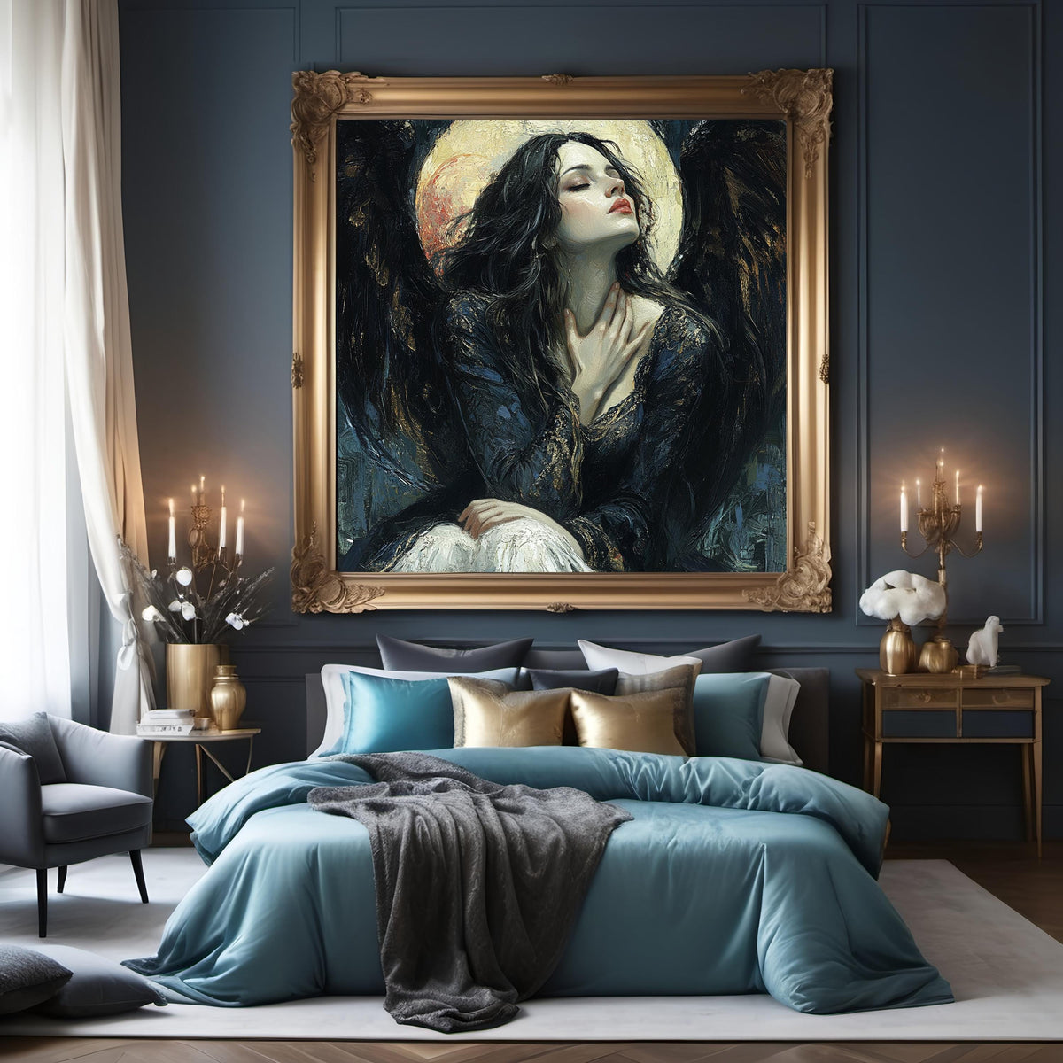 Fallen Angel Gothic Wall Art – Dark Celestial Artwork (Digital Download)
