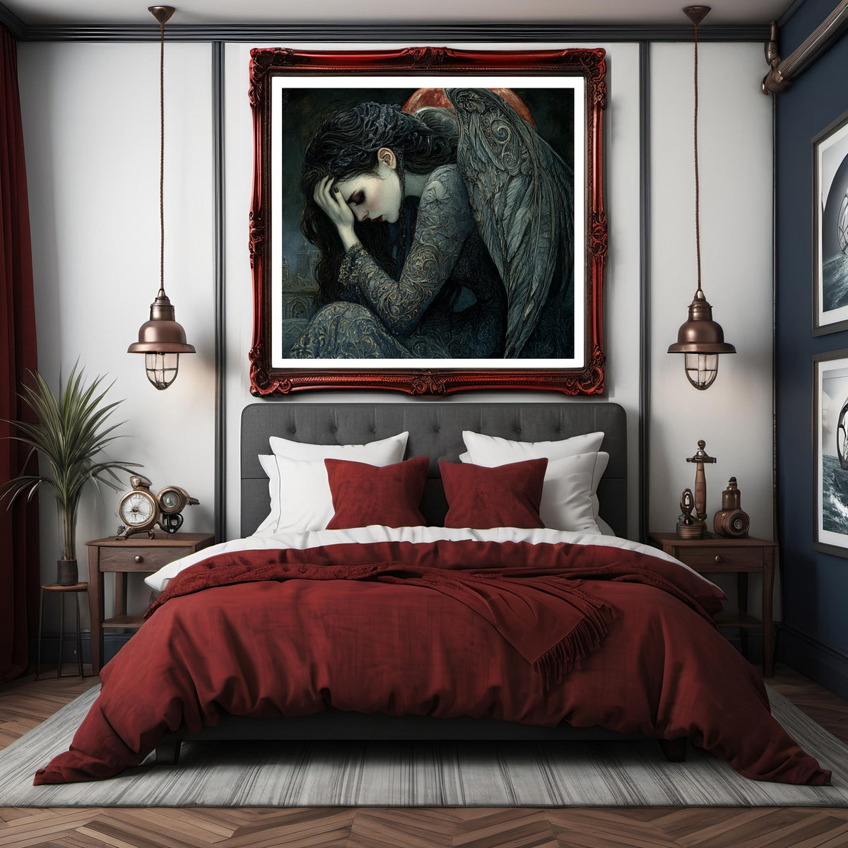 Dark Angel Gothic Fantasy Artwork: Sorrowful Fallen Angel Wall Art (Digital Download)