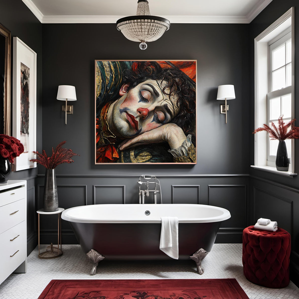 The Clown Sleeps Last Vintage Circus Clown Portrait Art Nouveau Carnival Wall Art (Digital Download)