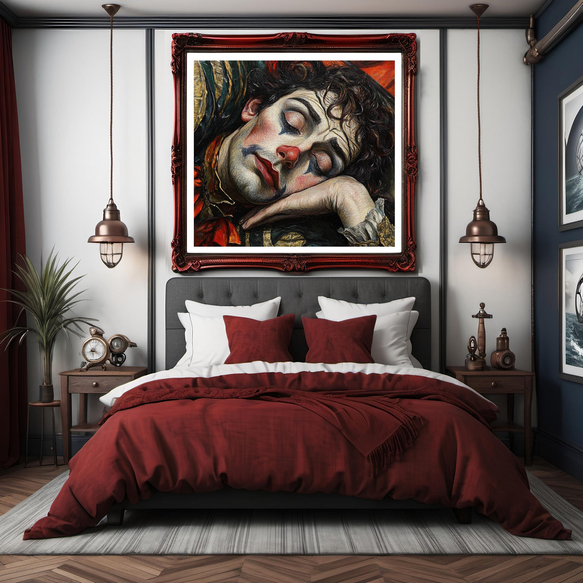 The Clown Sleeps Last Vintage Circus Clown Portrait Art Nouveau Carnival Wall Art (Digital Download)