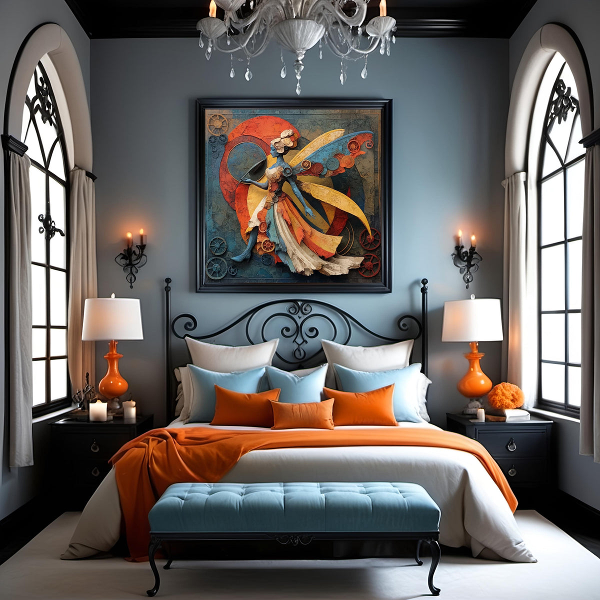 Virgo Abstract Goddess Painting: Art Deco Celestial Wall Art (Digital Download)