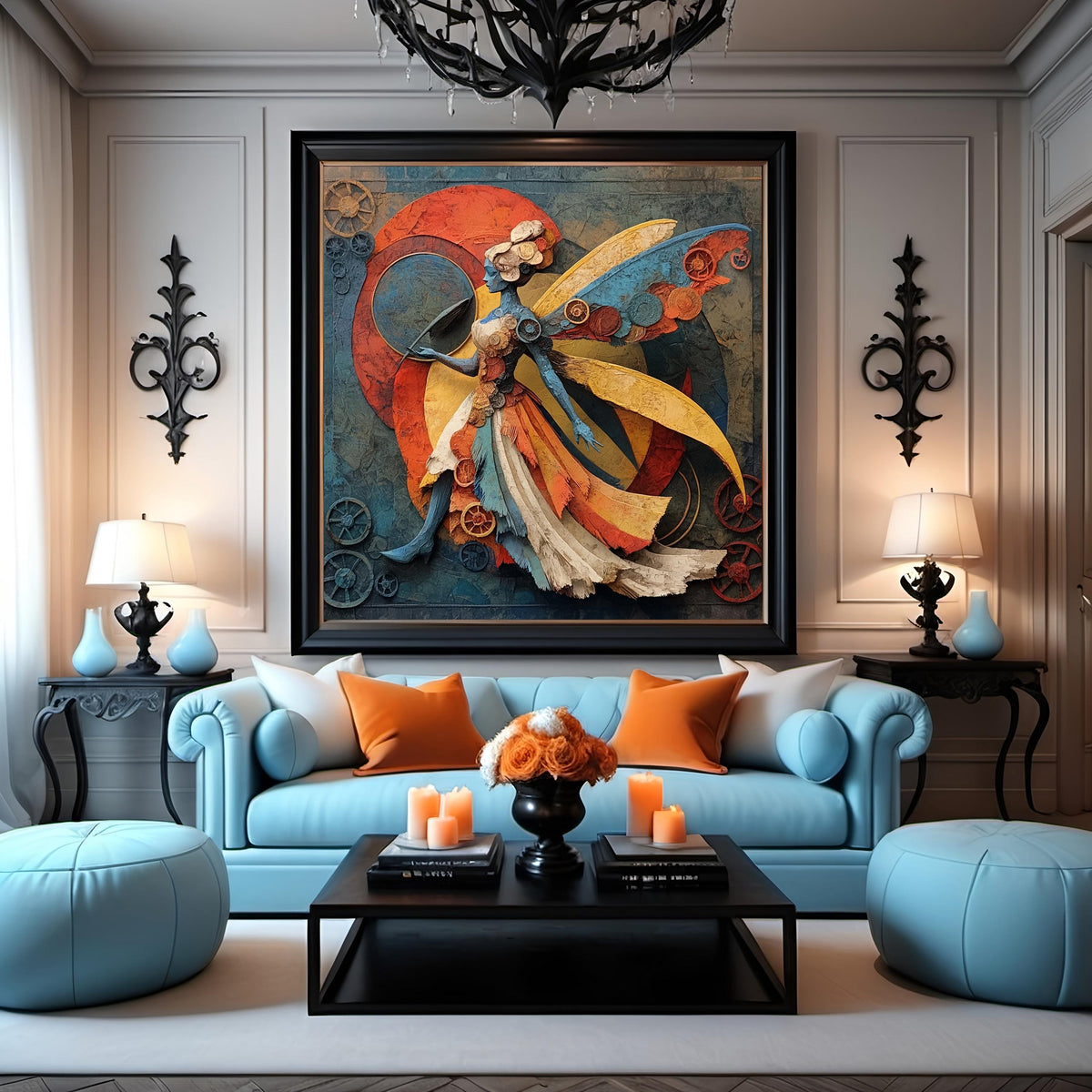 Virgo Abstract Goddess Painting: Art Deco Celestial Wall Art (Digital Download)