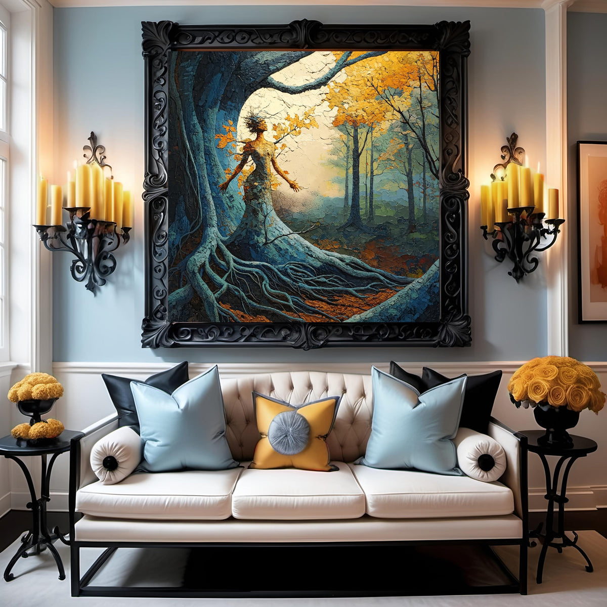 Woodland Goddess Oil Painting Print: Forest Spirit Nature Art (Digital Download)