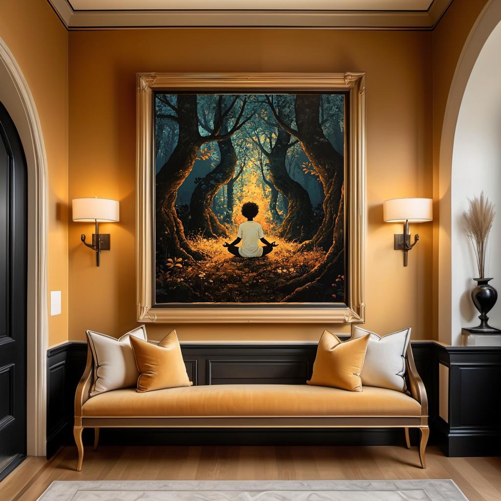 Meditation Wall Art Digital Art Oil Painting Vintage Home Decor Spiritual Woodland Art Download