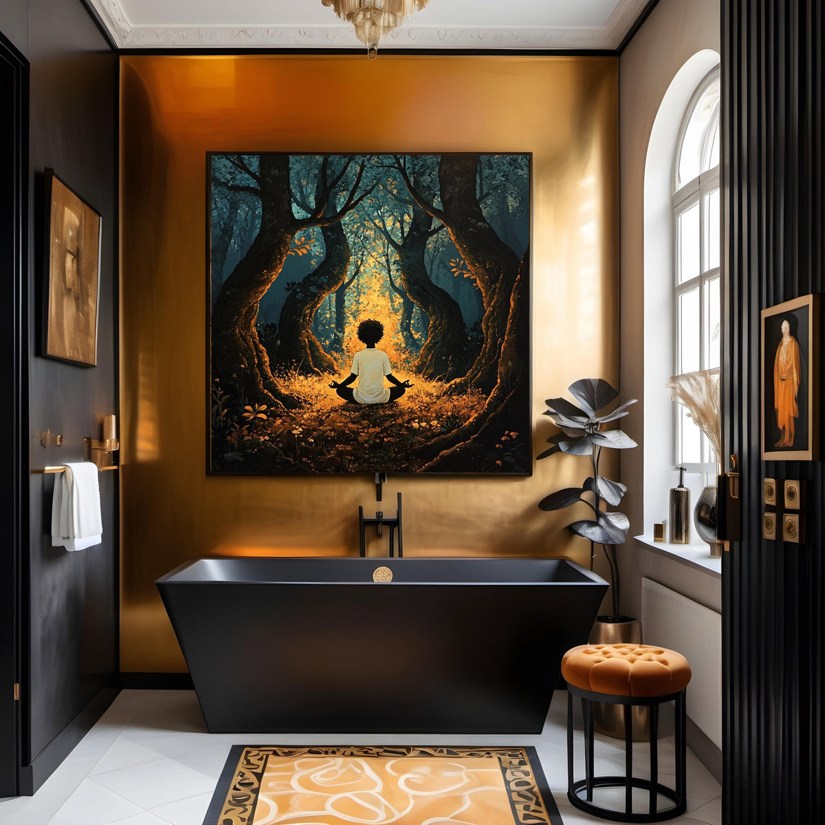 Meditation Wall Art Digital Art Oil Painting Vintage Home Decor Spiritual Woodland Art Download