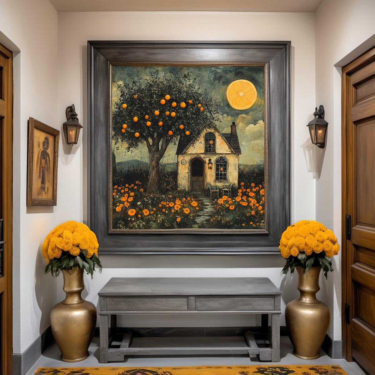 The Orange Moon Cottage Vintage Gothic Lemon Orchard Cottage Whimsical Cottagecore Wall Art Digital Download