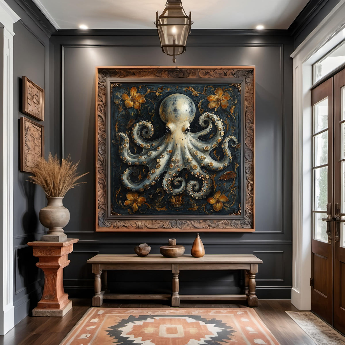Victorian Octopus Wall Art Vintage Coastal Sea Life Nautical Cottage Decor Ocean Illustration Digital Download