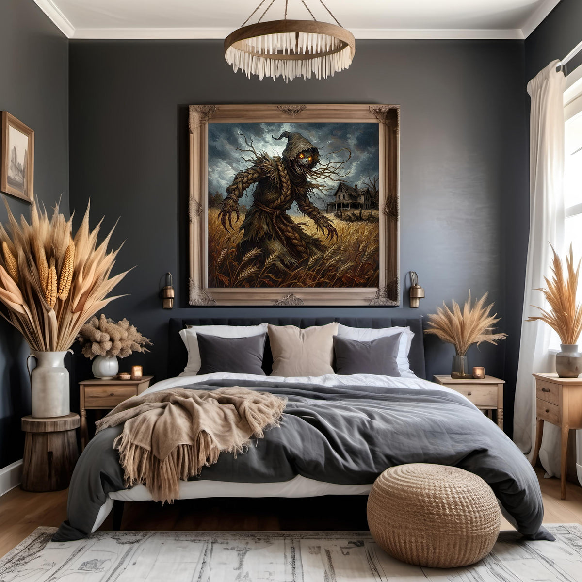 Scary Scarecrow Art Gothic Halloween Wall Decor Haunted Farmhouse Fantasy (Digital Download)
