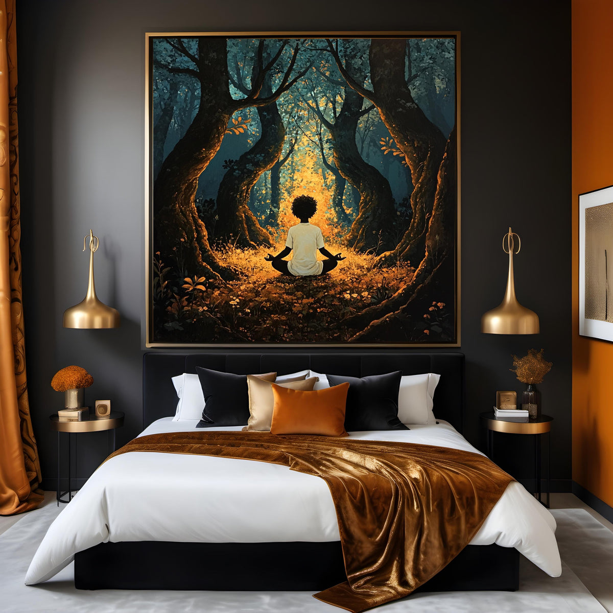 Meditation Wall Art Digital Art Oil Painting Vintage Home Decor Spiritual Woodland Art Download