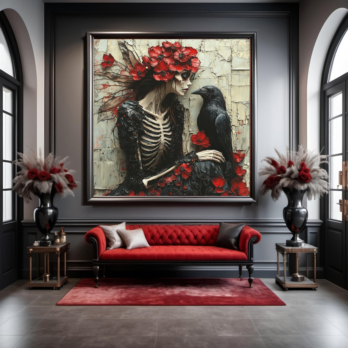 Whispers of the Raven Skeleton Fairy Gothic Raven Fantasy Wall Art Digital Download