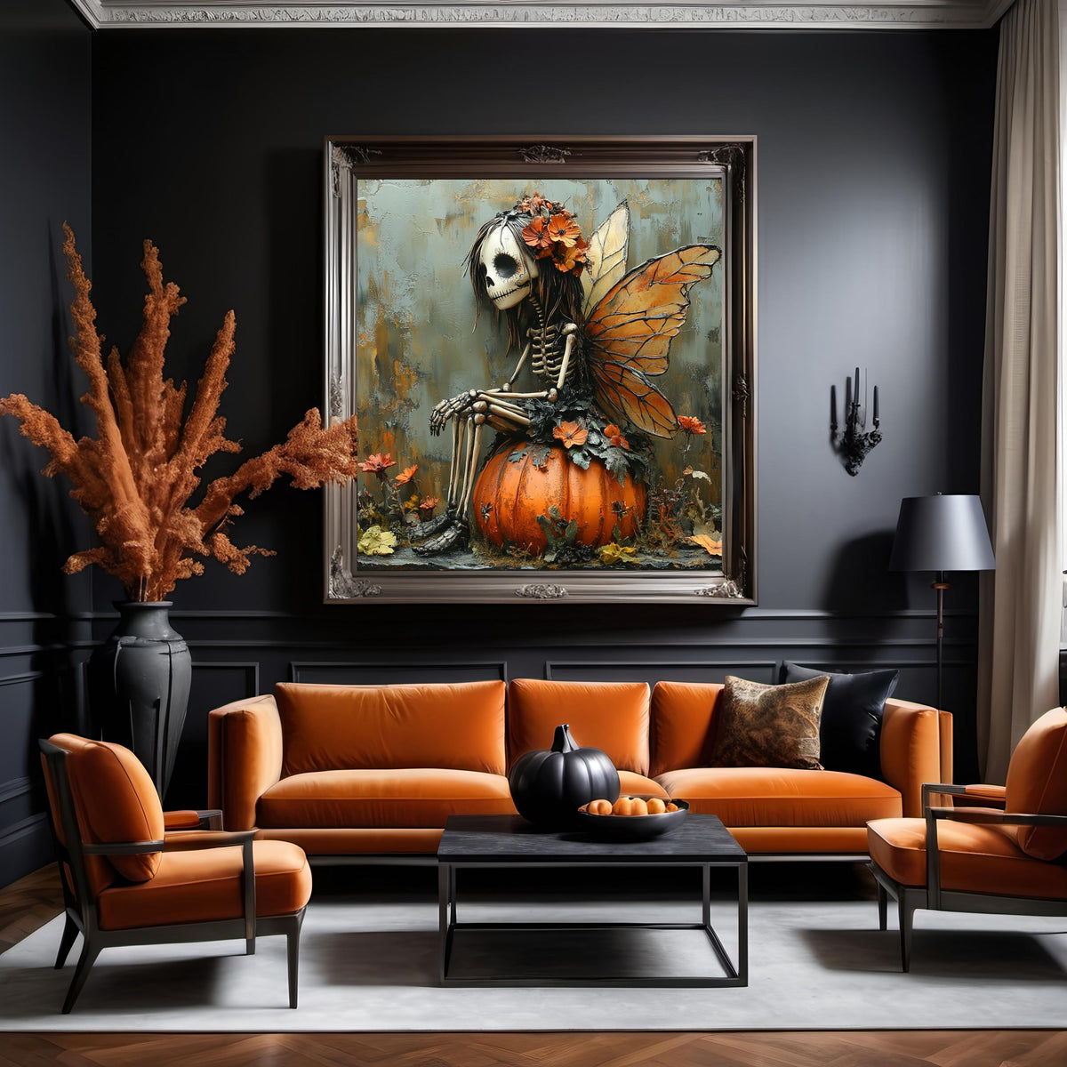 Autumn's Last Fairy Skeleton Fairy Gothic Fantasy Halloween Wall Art Digital Download