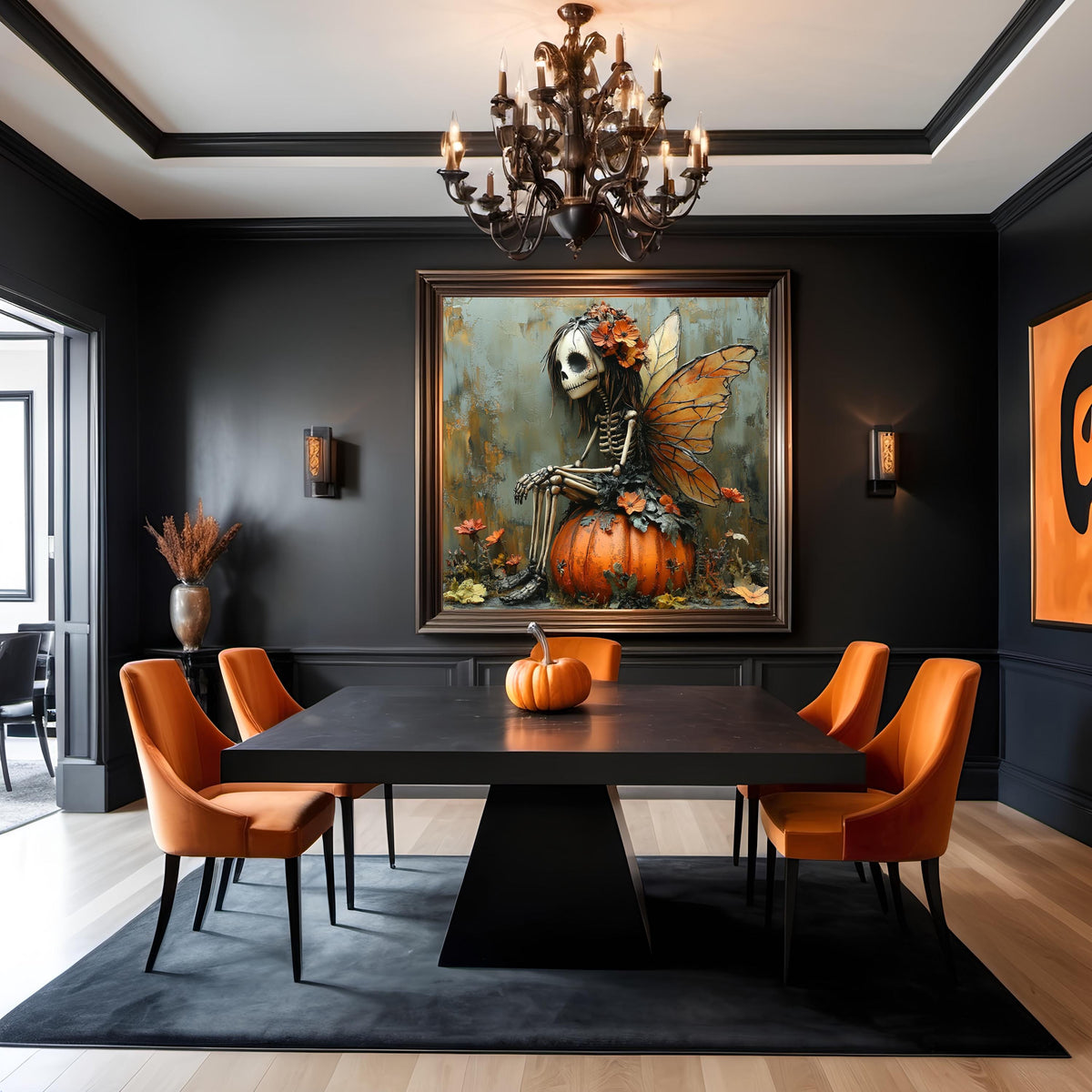 Autumn's Last Fairy Skeleton Fairy Gothic Fantasy Halloween Wall Art Digital Download