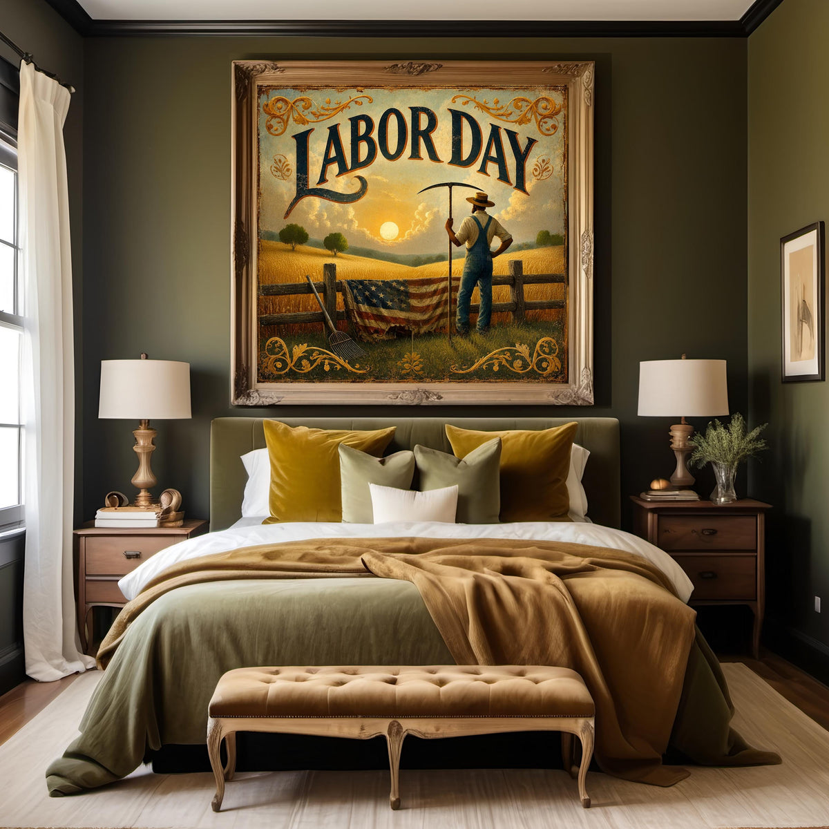 Labor Day Farm Art Vintage Americana Farmer Patriotic Country Wall Decor (Digital Download)