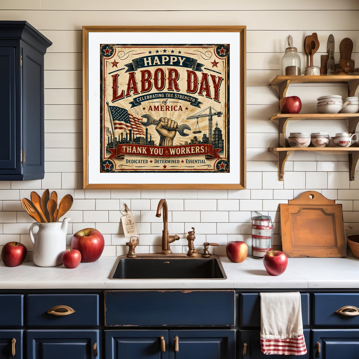 Labor Day Sign Vintage Americana Worker Appreciation Patriotic Wall Art (Digital Download)
