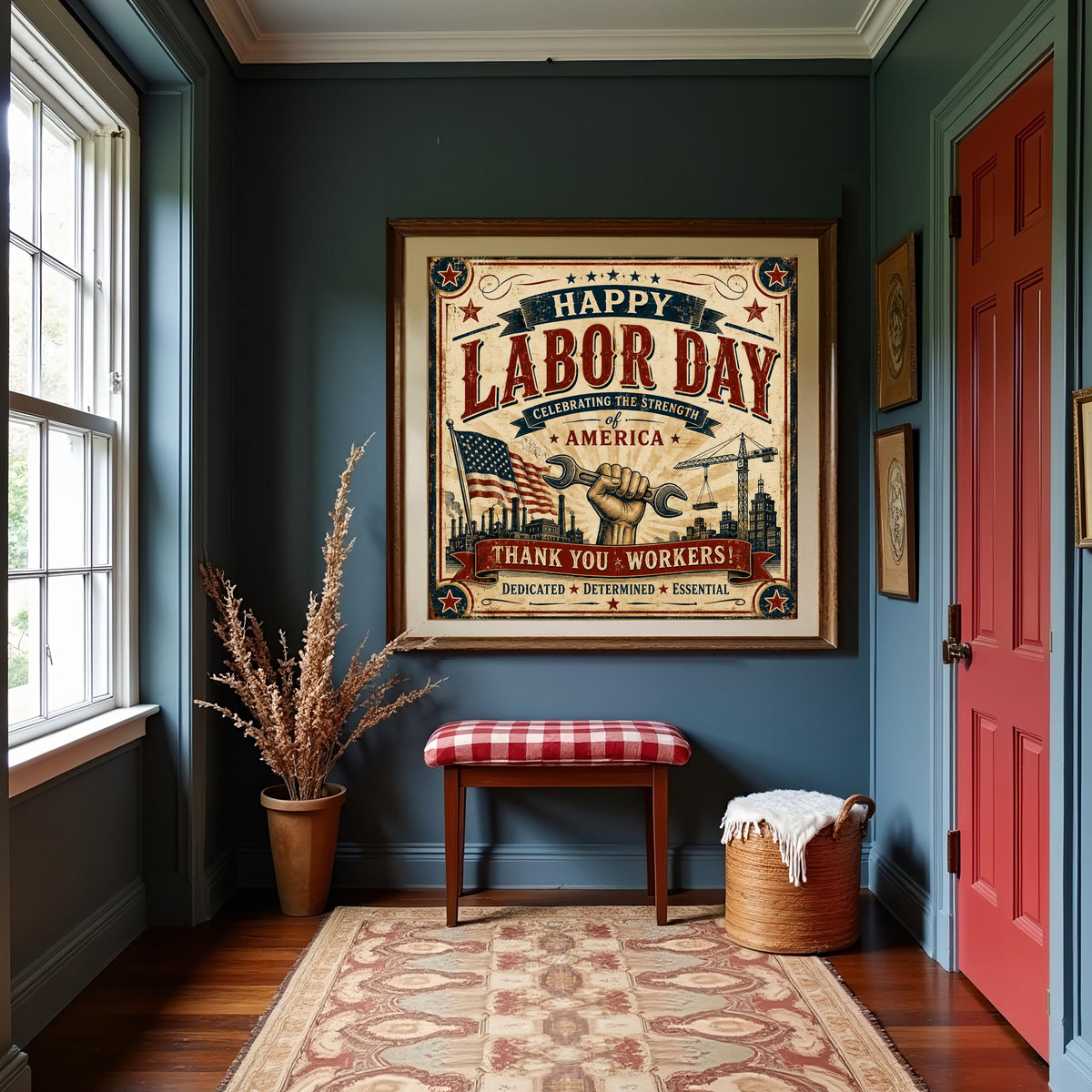 Labor Day Sign Vintage Americana Worker Appreciation Patriotic Wall Art (Digital Download)