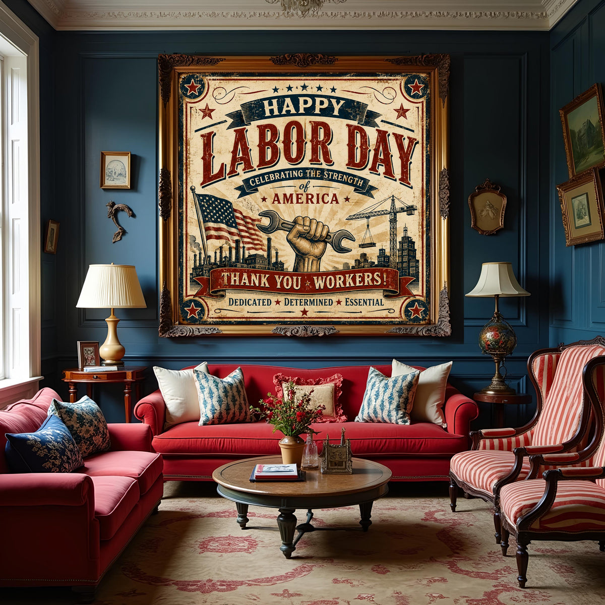 Labor Day Sign Vintage Americana Worker Appreciation Patriotic Wall Art (Digital Download)