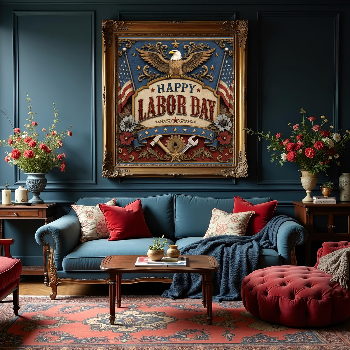 Happy Labor Day Sign Patriotic American Worker Vintage USA Wall Decor (Digital Download)