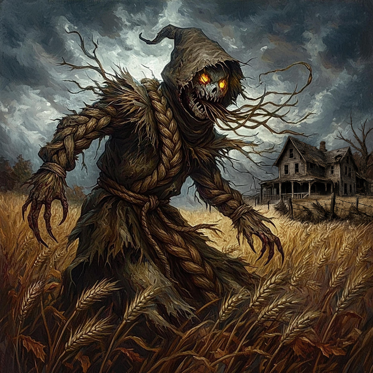 Scary Scarecrow Art Gothic Halloween Wall Decor Haunted Farmhouse Fantasy (Digital Download)
