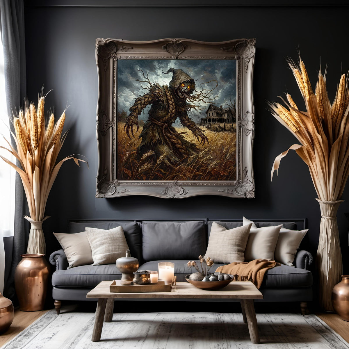 Scary Scarecrow Art Gothic Halloween Wall Decor Haunted Farmhouse Fantasy (Digital Download)