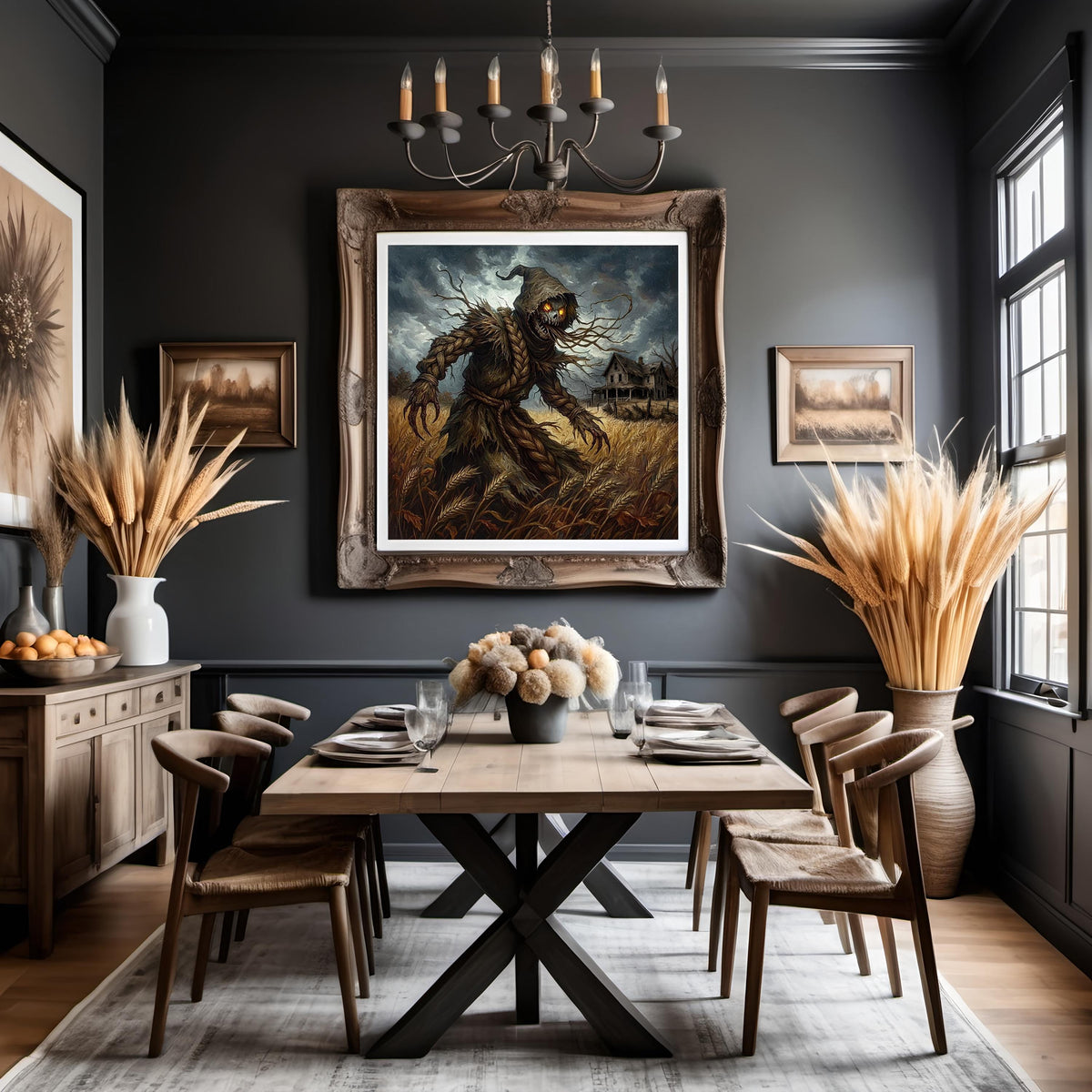 Scary Scarecrow Art Gothic Halloween Wall Decor Haunted Farmhouse Fantasy (Digital Download)